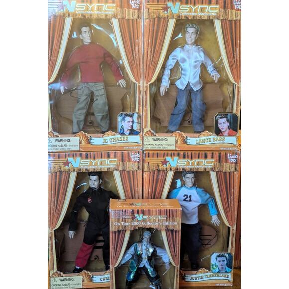 Set of 4 N'Sync Marionettes and 1 Justin Doll on Tour - Picture 1 of 11